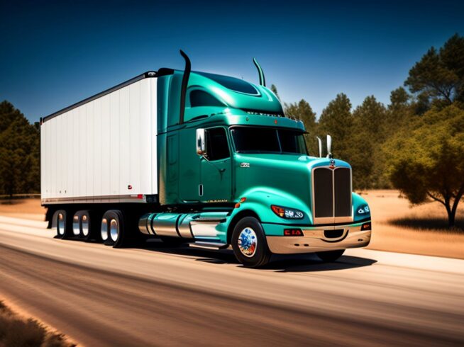 green-truck-with-white-trailer-roadd